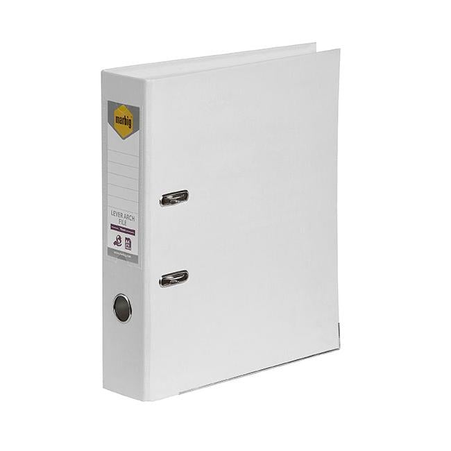 Marbig lever arch file a4 pe white-Officecentre