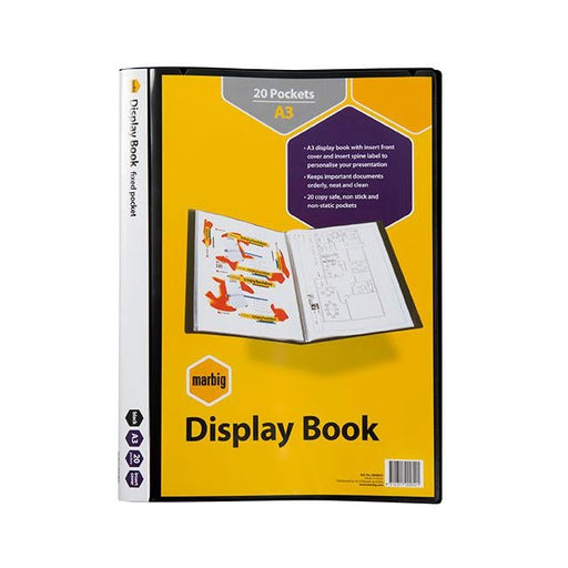 Marbig non-refillable display book a3 20pkt insert cover blk-Officecentre