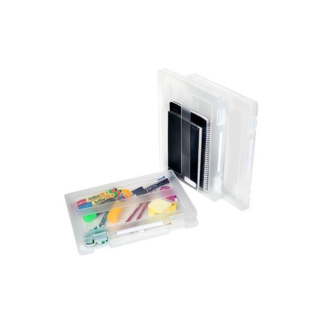 Marbig plastic a4 file case clear w/clip label-Officecentre