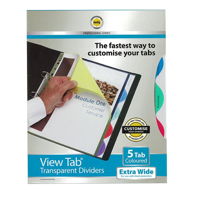 Marbig professional indices & dividers 5 tab pp a4 extra wide-Officecentre