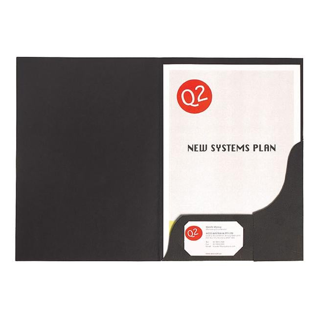 Marbig professional presentation folders a4 leathergrain black pk20-Officecentre