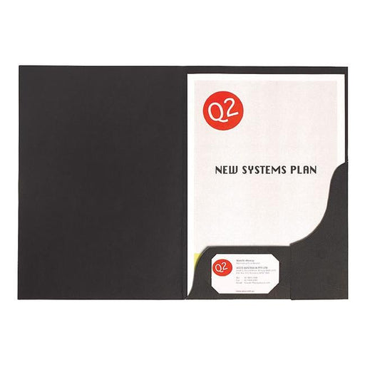 Marbig professional presentation folders a4 leathergrain black pk20-Officecentre