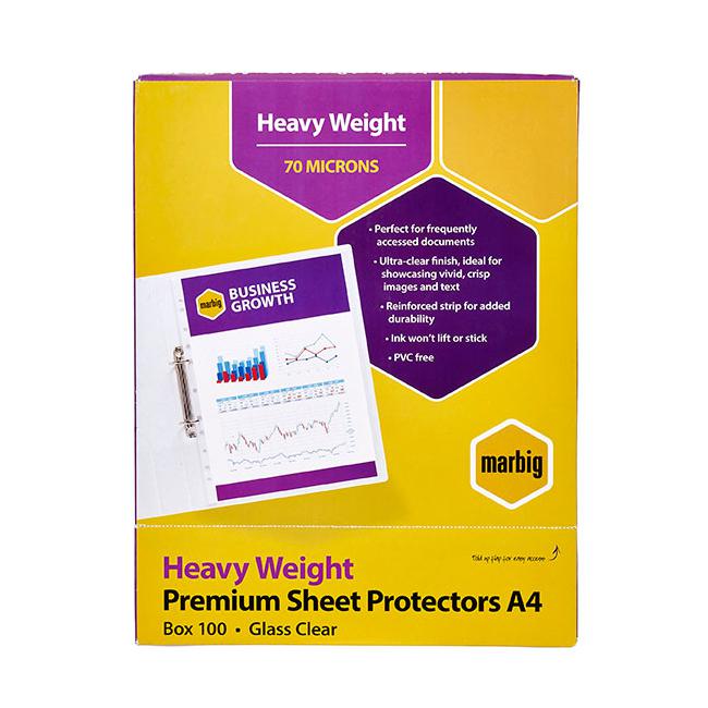 Marbig sheet protectors heavyweight a4 100pk-Officecentre