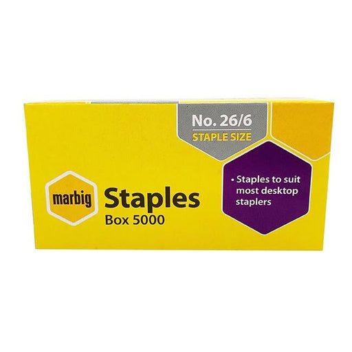 Marbig staples 26/6mm bx5000-Officecentre