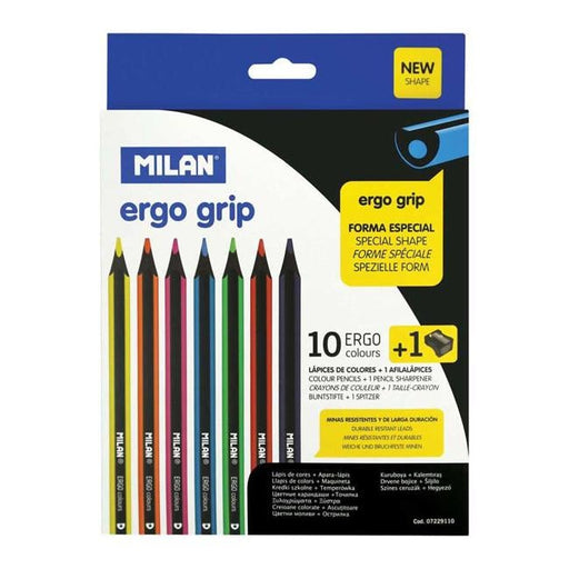 Milan Coloured Pencils Ergo Pack 10 Assorted Colours-Officecentre