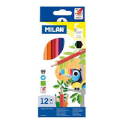 Milan Coloured Pencils Hexagonal Pack 12 Assorted Colours-Officecentre