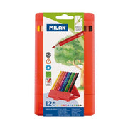 Milan Flexibox Coloured Pencils Triangular Pack 12 Assorted Colours-Officecentre