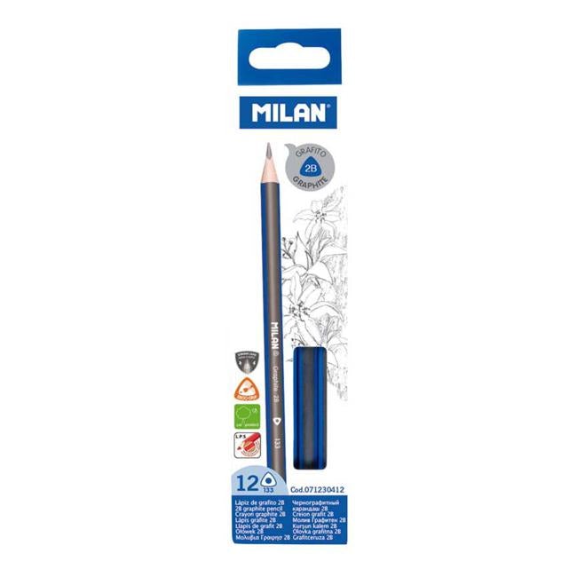 Milan Graphite Pencils 2b Pack 12 Triangular-Officecentre