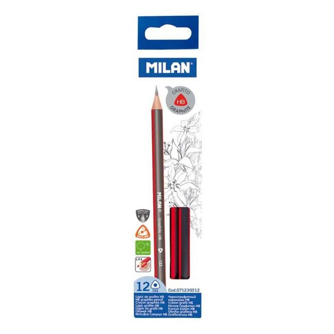 Milan Graphite Pencils HB Pack 12 Triangular-Officecentre