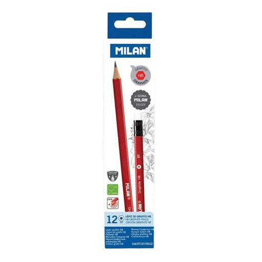 Milan Graphite Pencils HB With Eraser Pack 12 Triangular-Officecentre
