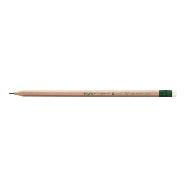 Milan HB Pencil with Eraser Pack 12 Hexagonal-Officecentre