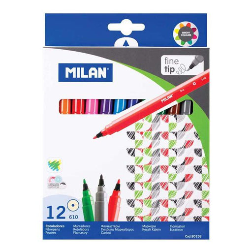 Milan Markers Fine Tip Pack 12 Assorted Colours-Officecentre
