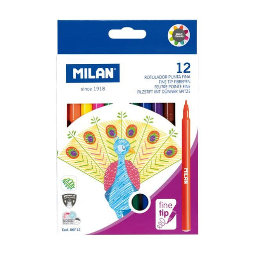 Milan Markers Value Fine Tip Pack 12 Assorted Colours-Officecentre