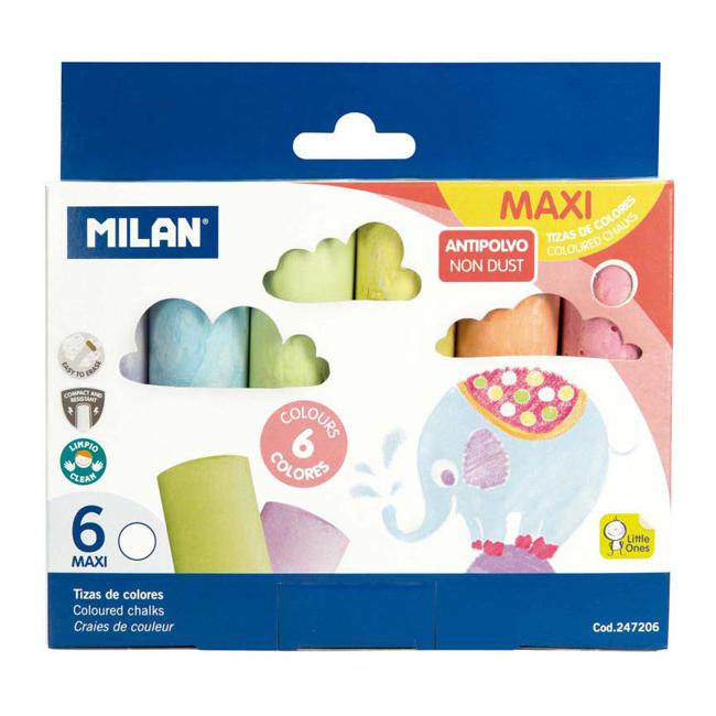 Milan Non Dust Maxi Chalk Pack 6-Officecentre