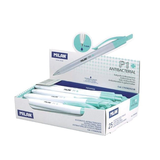 Milan P1 Antibacterial Ballpoint Pens Blue Ink 1 Piece-Officecentre