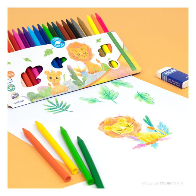 Milan Plastipastel Triangular Pack 12 Assorted Colours-Officecentre