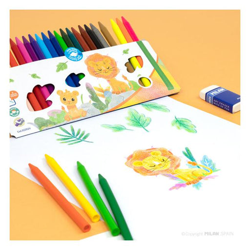 Milan Plastipastel Triangular Pack 12 Assorted Colours-Officecentre