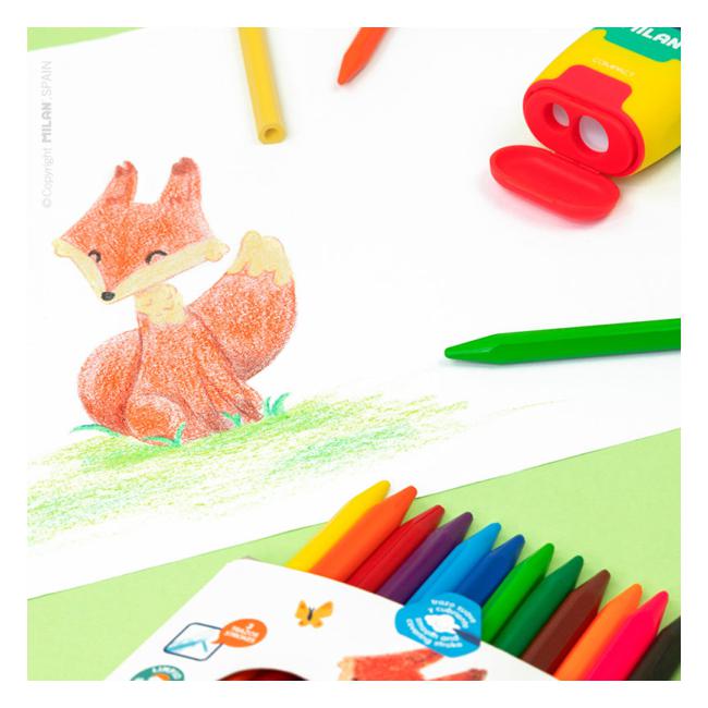 Milan Plastipastel Triangular Pack 24 Assorted Colours-Officecentre