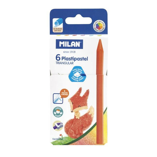 Milan Plastipastel Triangular Pack 6 Assorted Colours-Officecentre