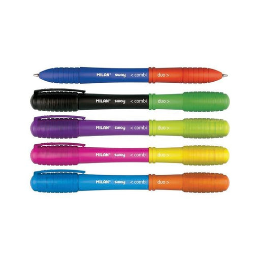 Milan Sway Combi Duo Ballpoint Pens 5 Pack 10 Assorted Colours-Officecentre