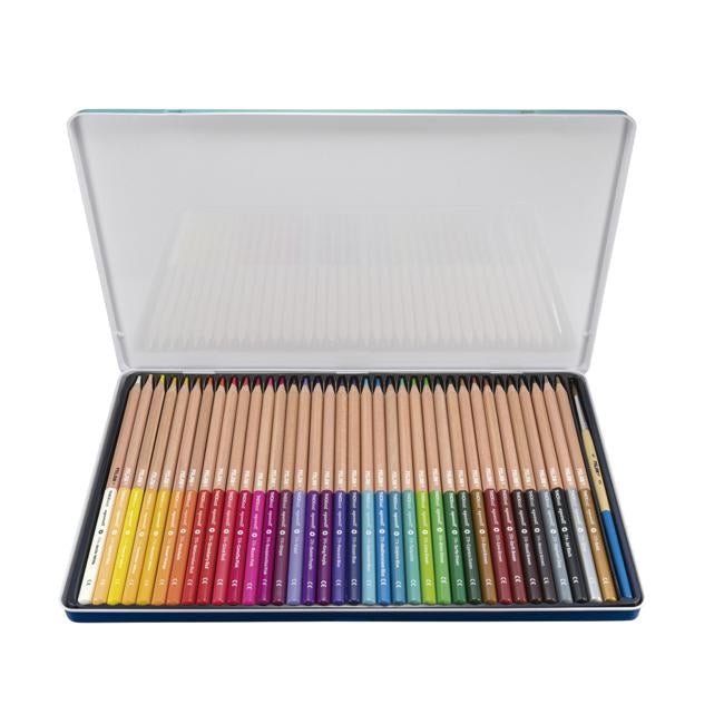 Milan Water Soluble Coloured Hexagonal Pencils Pack 36 Metal Box-Officecentre