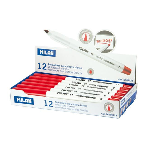 Milan Whiteboard Markers Fine Bullet Tip 3.7mm Red-Officecentre