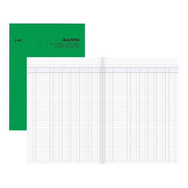 Milford A4 5 Money Column 26 Leaf Limp Analysis Book-Officecentre