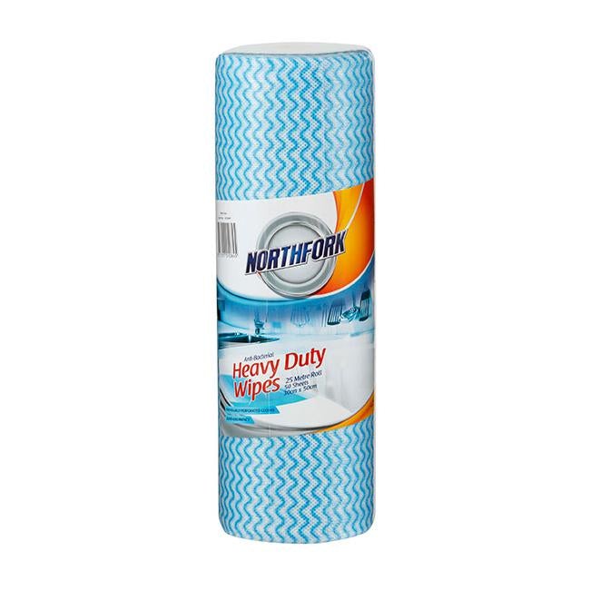 Northfork heavy duty antibacterial perforated wipe pk50-Officecentre