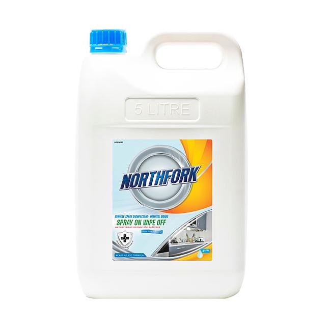 Northfork surface spray disinfectant hospital grade spray on wipe off 5l-Officecentre