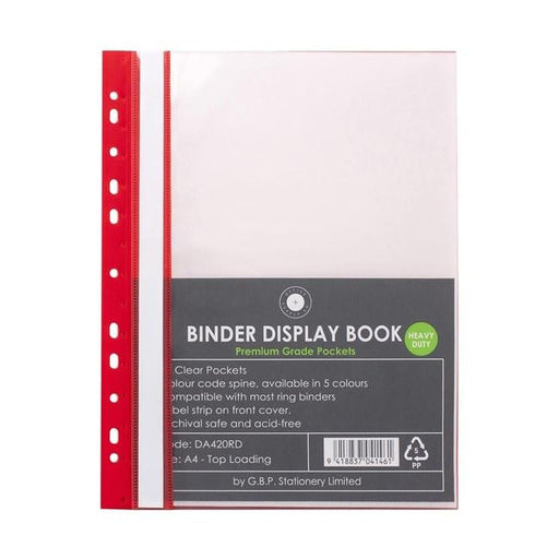 OSC Binder Display Book A4 20 Pocket Red-Officecentre