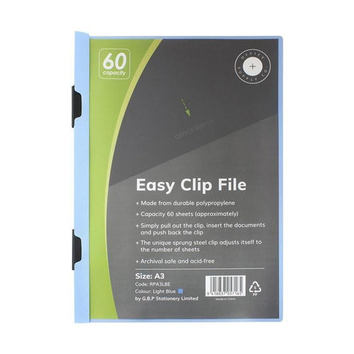 OSC Clip Easy File A3 Light Blue 60 Sheet-Officecentre