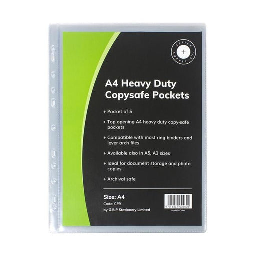 OSC Copysafe Pockets Heavy Duty A4 Pack 5-Officecentre