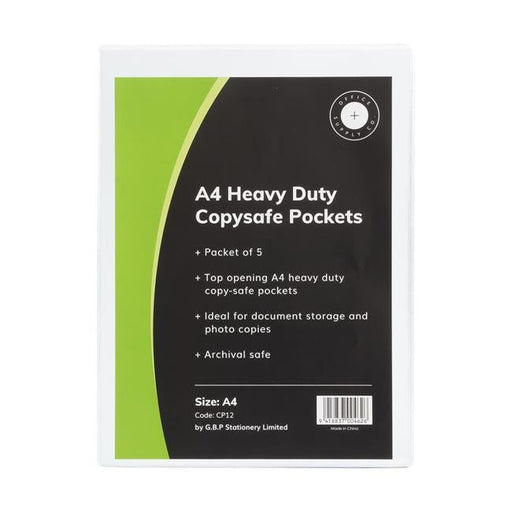 OSC Copysafe Pockets Heavy Duty A4 Unpunched Pack of 5-Officecentre