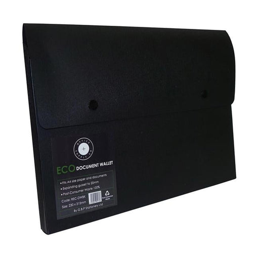 OSC Eco Document Wallet A4 Domed Closure Black-Officecentre