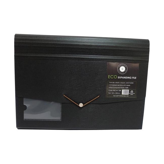 OSC Eco Expanding File A4 12 Pocket Black-Officecentre
