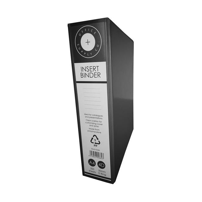 OSC Insert Binder A4 4D 50mm Black-Officecentre