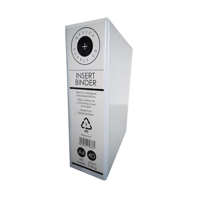 OSC Insert Binder A4 4D 65mm White-Officecentre