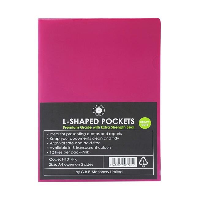 OSC L Shaped Pockets A4 Pink Pack 12 — Officecentre