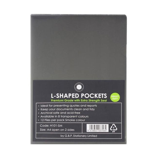 OSC L Shaped Pockets A4 Smoke Pack 12-Officecentre