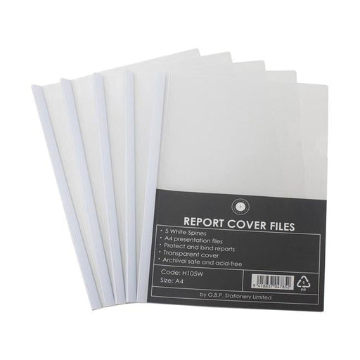 OSC Report Cover Clear A4 White Spine Pack 5-Officecentre