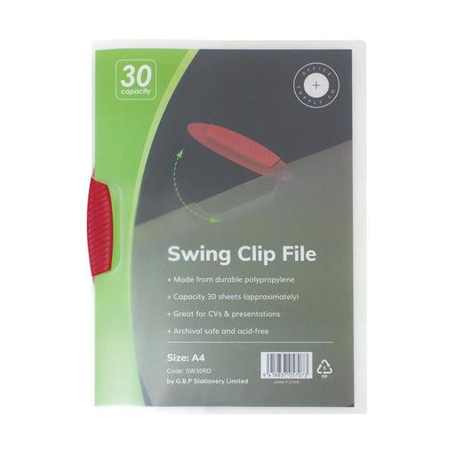OSC Report Cover Swingclip A4 Red-Officecentre