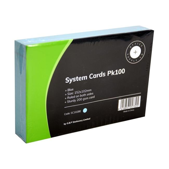 OSC System Cards 102 x 152mm Blue Pack 100-Officecentre