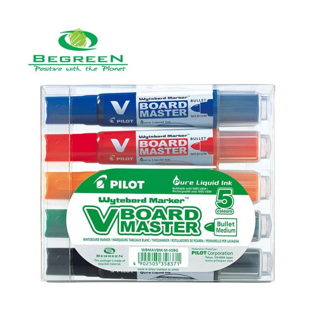 Pilot BeGreen V Board Whiteboard Marker Bullet Asstd. 5Pk (WBMA-VBM-M-S5BG)-Officecentre