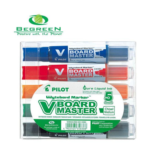 Pilot BeGreen V Board Whiteboard Marker Chisel Asstd. 5Pk (WBMA-VBM-MC-S5BG)-Officecentre