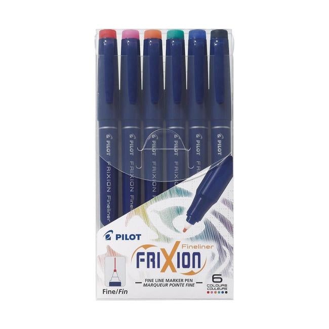 Pilot Frixion Fineliner Erasable Asstd. Pack 6 (SW-FF-S6)-Officecentre
