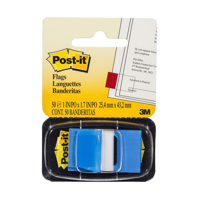 Post-it Flags 680-2 Singles Blue 25x43mm Pkt/50-Officecentre