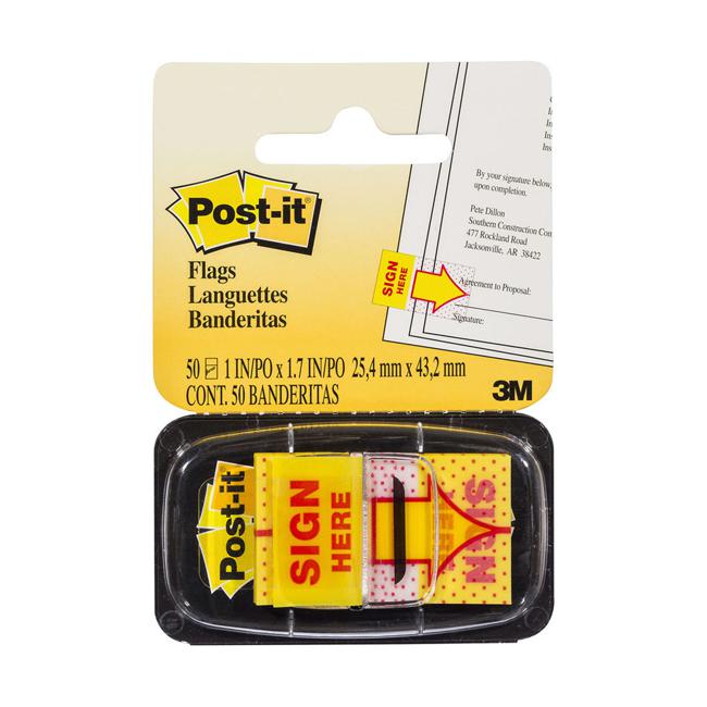 Post-it Flags 680-9 Singles Sign Here 25x43mm-Officecentre