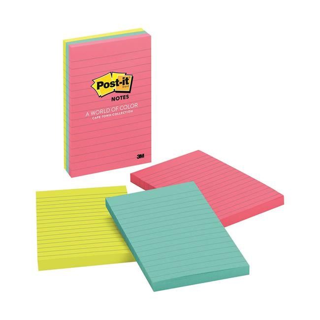 Post-it Lined Notes 660-3AN 101x152mm Cape Town Pack of 3-Officecentre