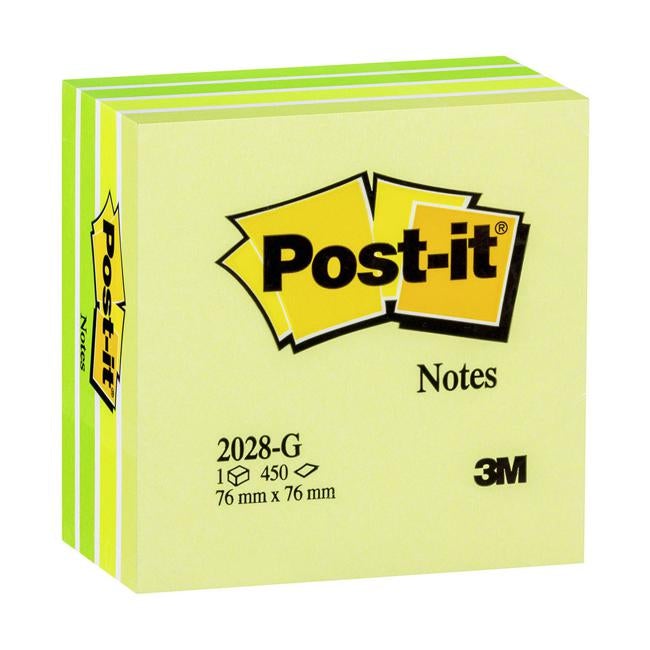 Post-it Notes Memo Cube 2028-G Green 76x76mm 450 sheet cube-Officecentre