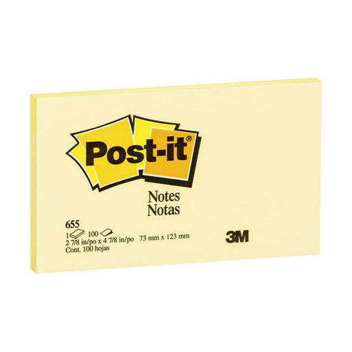 Post-it Notes Yellow 655-Y 76x127mm 100 sheet pads-Officecentre